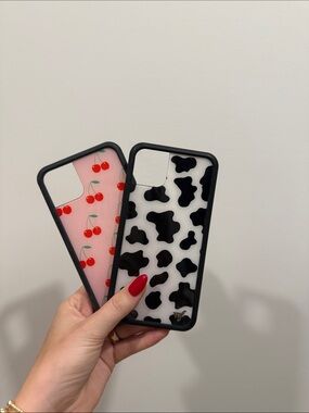 Wildflower iPhone 11 Pro Max Case Bundle - Pink Cherry & Black Cow Print